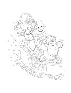 Christmas Sleigh Ride Santa Rudolph Snowman Winter Tracing Worksheets Pdf, Free Vectors File